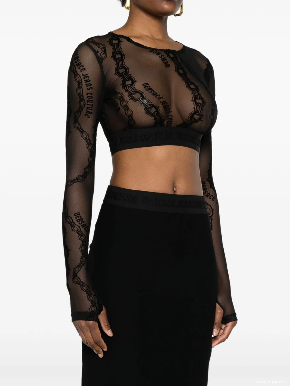 Affordable Chain top Jeans Versace Women Couture-flocked Couture 0801